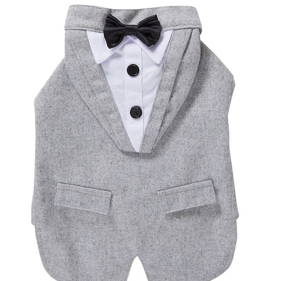 Gray Dog Tuxedo with Bow Tie - Picture 2 of 7